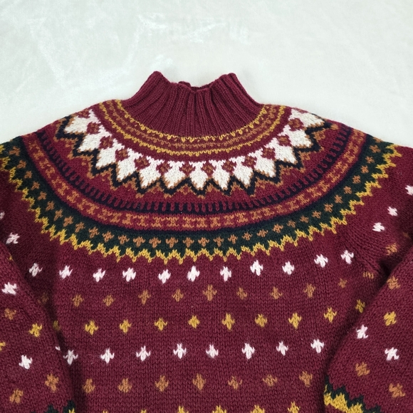 Gap Vintage fair isle wool mockneck sweater size M - Picture 2 of 9